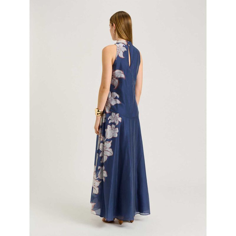 Veronika Maine Chambray Lily Halter Maxi Dress image number 1